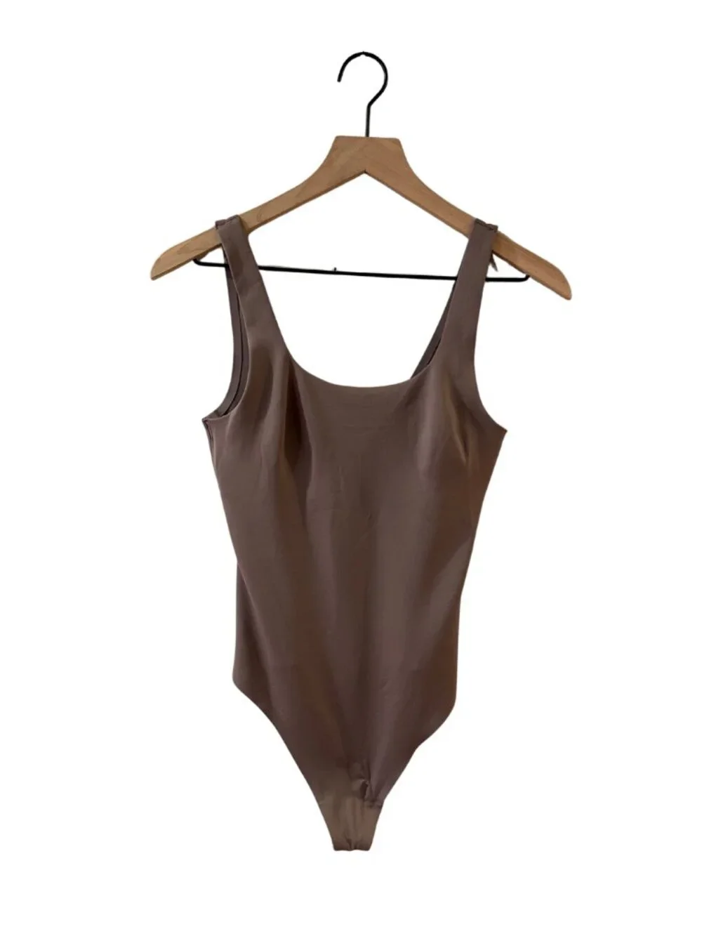 Victoria's Secret Luxe Contour Square Neck Bodysuit in Taupe - Size Small
